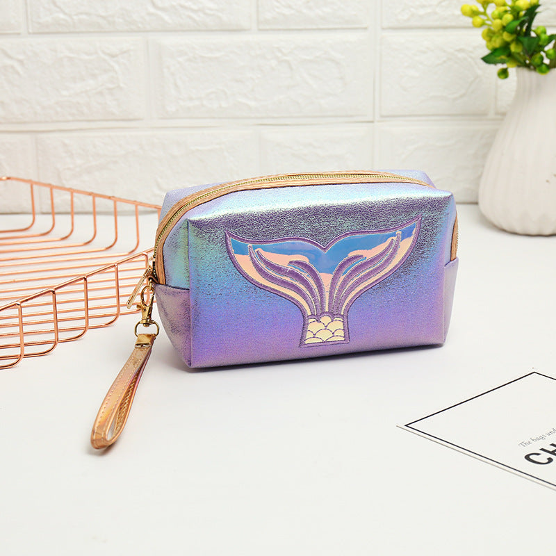 Wholesale New PU Laser Cosmetic Bag Creative Fish Tail Portable Large Capacity Storage Bag